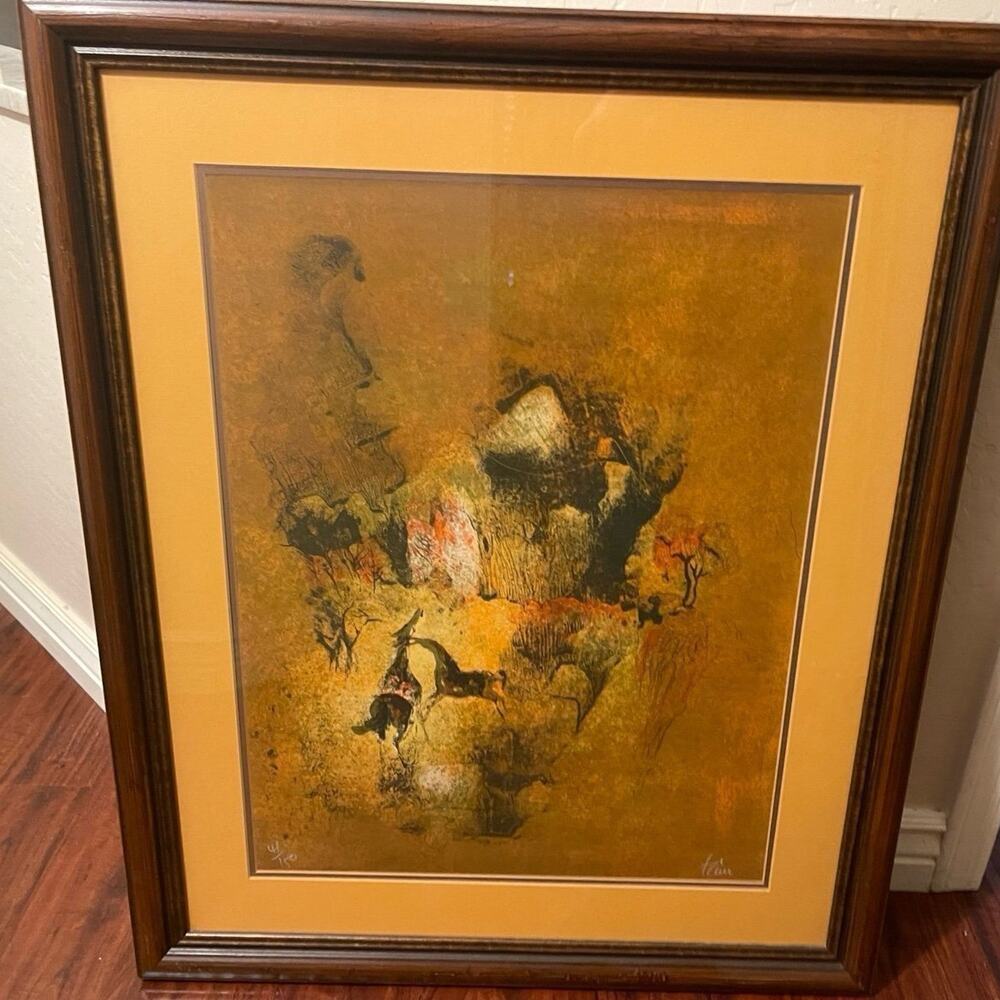Framed abstract art southwest signed and numbered